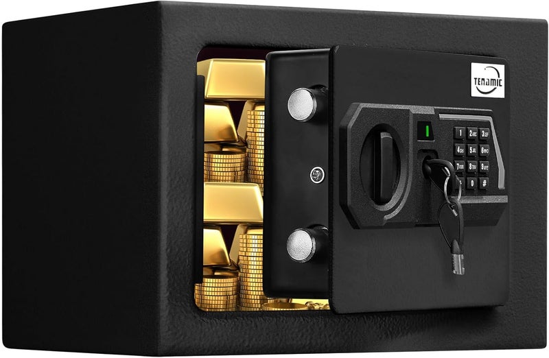 Tenamic Safe Box 0.23 Cubic Feet Electronic Digital Security Box, Keypad Lock Box Cabinet Safes, Solid Alloy Steel Office Hotel Home Safe, HB17 Black - Image 1